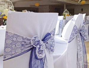 Chair Covers with Lace and Organza Sashes